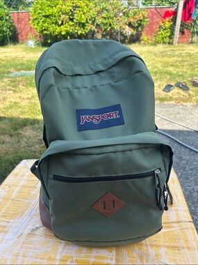 Jansport Olive Green Classic Backpack with Front Pocket Size Large